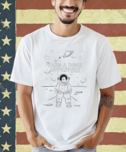 Official Take A Book Adventure @devthepineapple Astronaut Reading Book T-shirt
