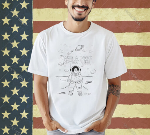 Official Take A Book Adventure @devthepineapple Astronaut Reading Book T-shirt