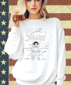 Official Take A Book Adventure @devthepineapple Astronaut Reading Book T-shirt