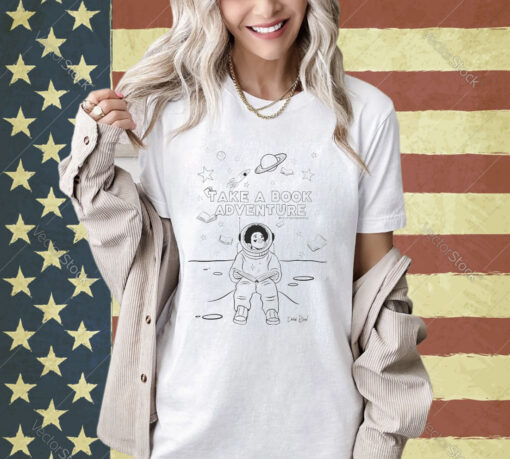 Official Take A Book Adventure @devthepineapple Astronaut Reading Book T-shirt