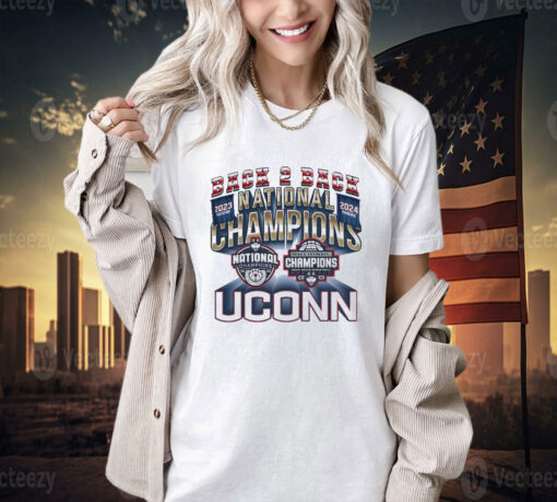 Official Uconn Mbb 2024 National Champions Back To Back Banners T-shirt