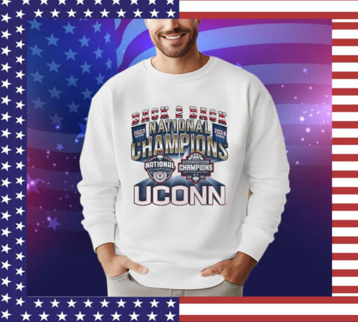 Official Uconn Mbb 2024 National Champions Back To Back Banners T-shirt