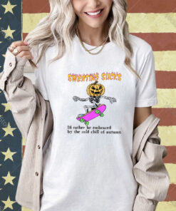 Sweating Sucks Skeleton Pumpkin Head Halloween T-Shirt