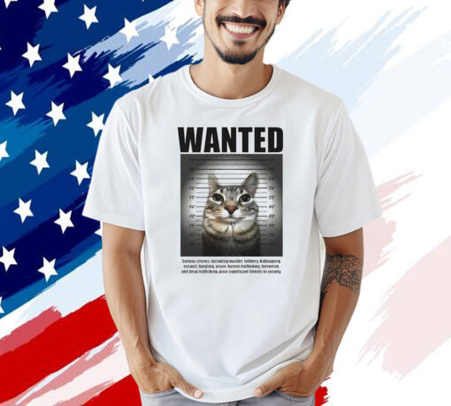 Wanted cat mugshot T-shirt