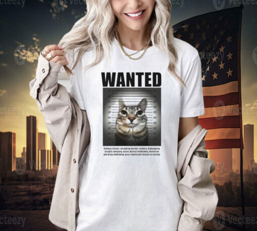 Wanted cat mugshot T-shirt