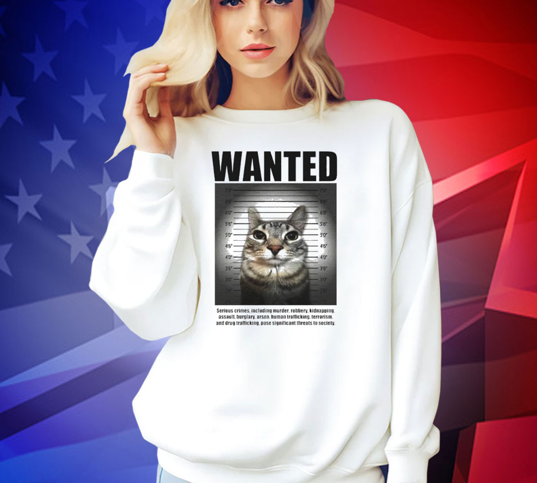 Wanted cat mugshot T-shirt