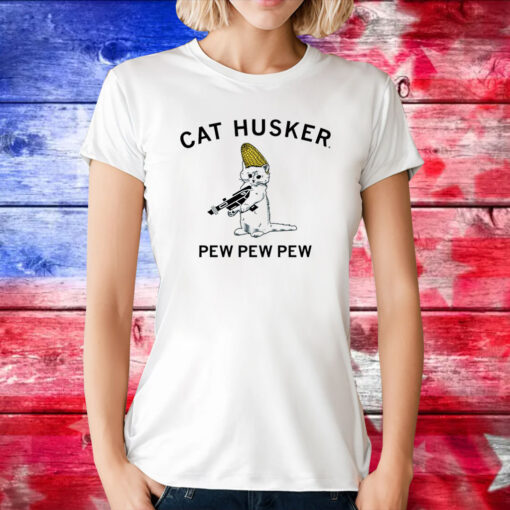 Cat Husker Pew Pew Pew T-Shirt