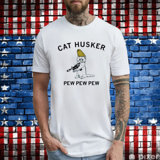 Cat Husker Pew Pew Pew Tee Shirt