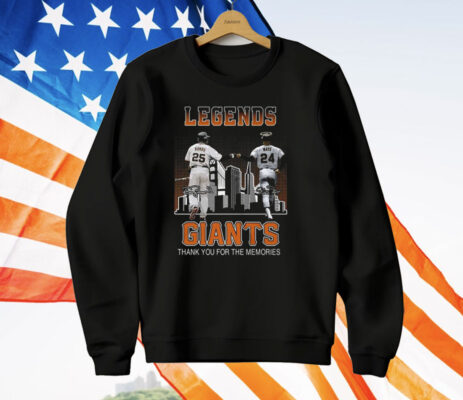 Legends Bonds And Mays Giants Thank You For The Memories T-Shirt