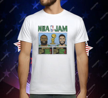 Jayson Tatum and Jaylen Brown Boston Celtics 2024 NBA Finals Champions NBA Jam T-Shirt