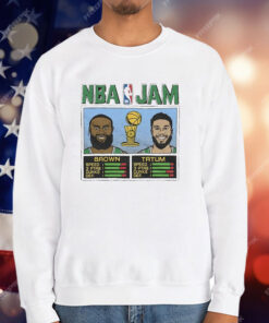 Jayson Tatum and Jaylen Brown Boston Celtics 2024 NBA Finals Champions NBA Jam T-Shirt