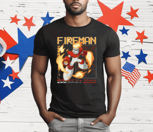 Megaman Capcom Fireman Large Print T-Shirt