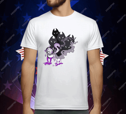 Official Skull Evocaitart Asexual Pride Cat Painting T-Shirt