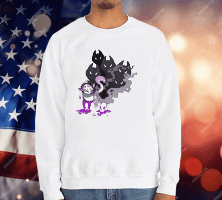 Official Skull Evocaitart Asexual Pride Cat Painting T-Shirt