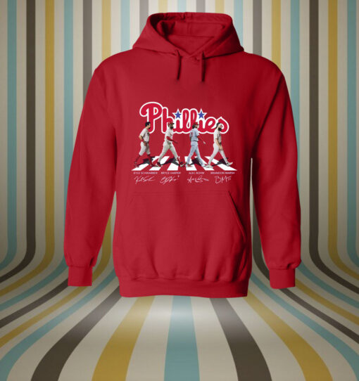 Phillies Kyle Schwarber Bryce Harper Alec Bohm Brandon Marsh Signature Hoodie Shirt