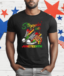 Stepping Into Juneteenth Afro Woman Black Girls Sneakers T-Shirt