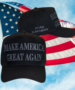 Trump MAGA Never Surrender Black Trucker Hat