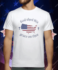 Women’s God shed His grace on thee Flag Print T-Shirt