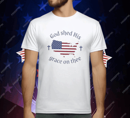 Women’s God shed His grace on thee Flag Print T-Shirt