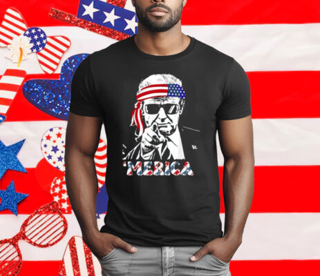 'MERICA TRUMP Happy 4th Of July Trump American Flag T-Shirt