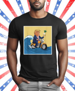 trump poster design surfing on a bike with a drink T-Shirt