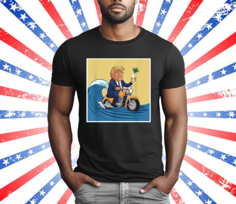 trump poster design surfing on a bike with a drink T-Shirt