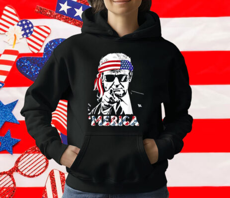 'MERICA TRUMP Happy 4th Of July Trump American Flag T-Shirt