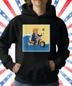 trump poster design surfing on a bike with a drink T-Shirt