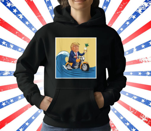 trump poster design surfing on a bike with a drink T-Shirt