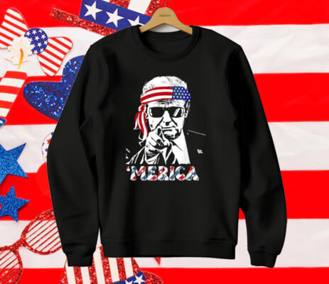 'MERICA TRUMP Happy 4th Of July Trump American Flag T-Shirt