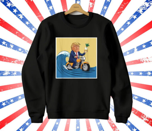 trump poster design surfing on a bike with a drink T-Shirt