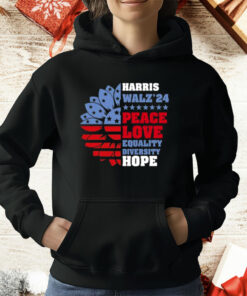 Harris Walz 2024 Peace Love Equality Diversity Hope LGBT T-Shirt