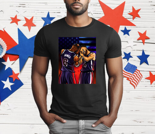 Stephen Curry And Lebron James Night Night Olympic Paris 2024 Poster Painting T-Shirt