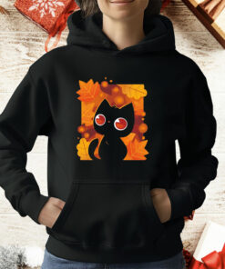 Autumn leaves and a black cat autumn lights T-Shirt