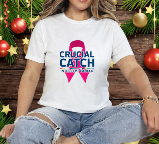 Crucial Catch Intercept Cancer Pink Ribbon Tee Shirt