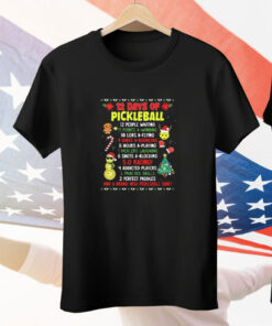 Christmas 12 Days Of Pickleball Tee Shirt