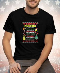 Christmas 12 Days Of Pickleball Tee Shirt