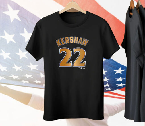 Clayton Kershaw Los Angeles Dodgers 2024 World Series Champions Name & Number Tee Shirt