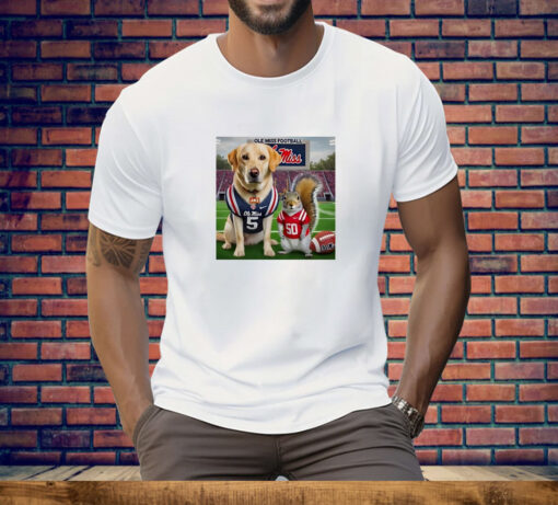 Dog and squirrel Ole Miss Football Tee Shirt