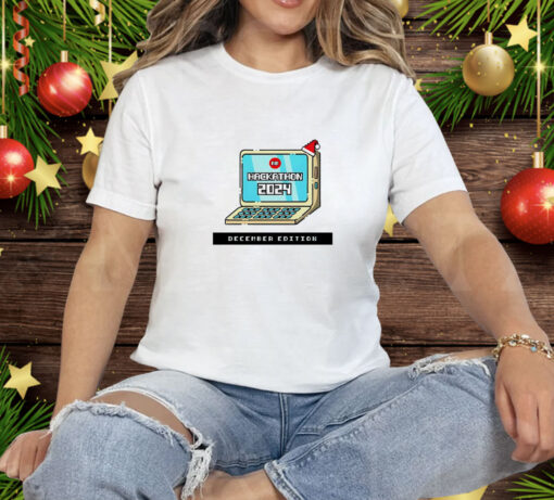 Hackathon side hat december Christmas Tee Shirt