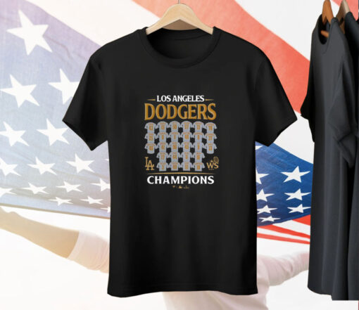 Los Angeles Dodgers 2024 World Series Champions Jersey Roster Tee Shirt