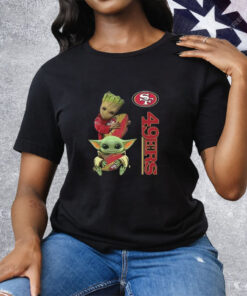 Baby Yoda and Groot Hug San Francisco 49ers NFL Tee Shirt