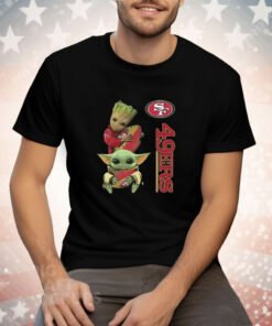 Baby Yoda and Groot Hug San Francisco 49ers NFL Tee Shirt