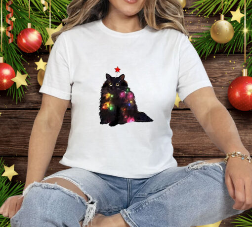 Christmas lights cat Tee Shirt