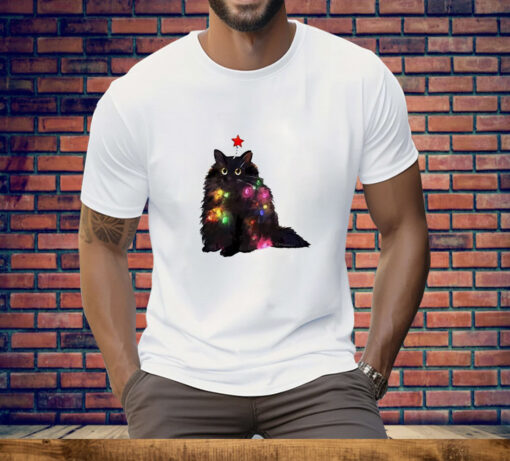 Christmas lights cat Tee Shirt