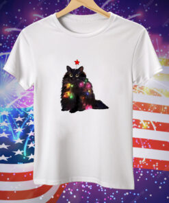 Christmas lights cat Tee Shirt