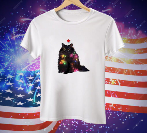 Christmas lights cat Tee Shirt