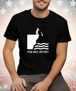 Peak Male Instinct: Funny Cliff Rock Throwing Tee Shirt