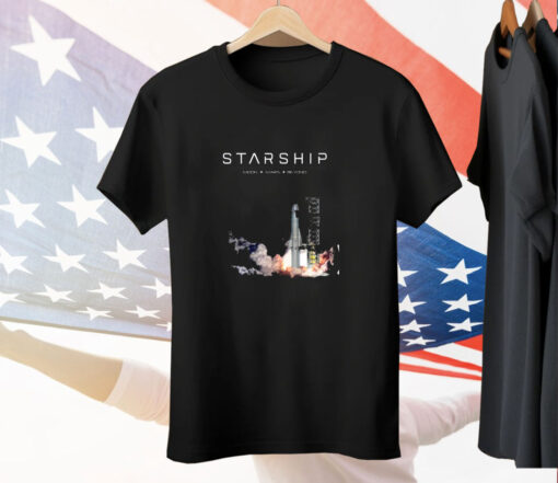 Space X Starship Test Launch Moon Mars Beyond 2025 Tee Shirt