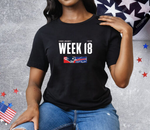 New England Patriots Vs Buffalo Bills Week 18 Sunday January 5 2025 At Gillette Stadium Tee Shirt